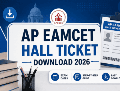 AP EAMCET Hall Ticket Download 2026 feature image showing exam admit card details and download guide