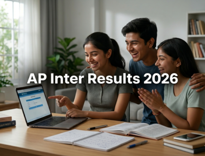 AP Inter Results 2026 students checking intermediate exam results online in Andhra Pradesh on mobile and laptop