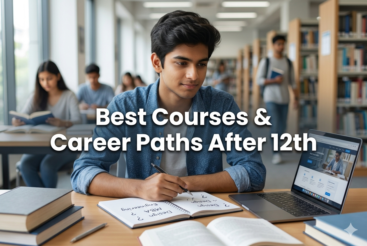 Student exploring admission options after 12th in India with career paths in science commerce and arts