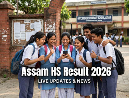 Assam HS Result 2026 students checking Class 12 result online on laptop