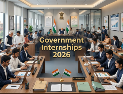 Students working with government officials in a professional office setting representing government internships students India 2026