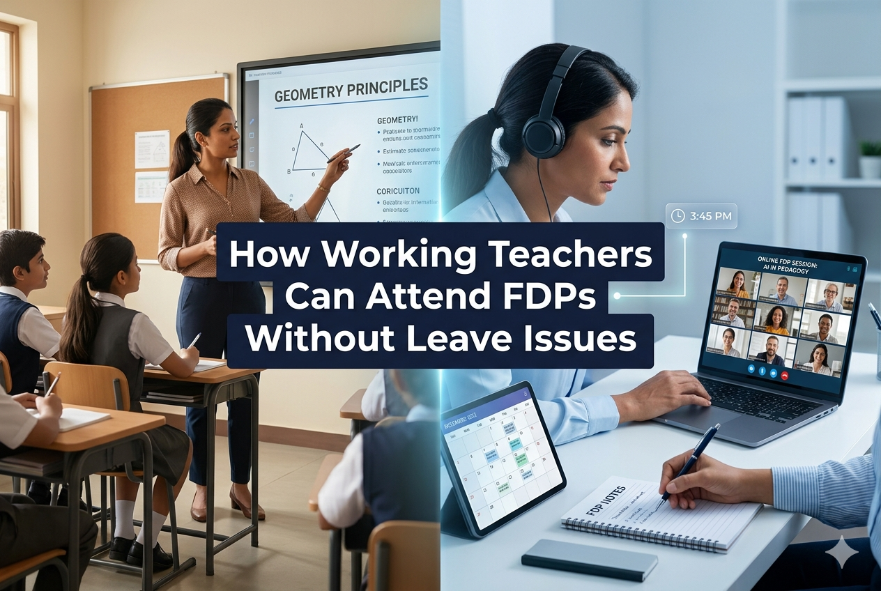 Teacher balancing classroom teaching and online FDP participation without taking leave