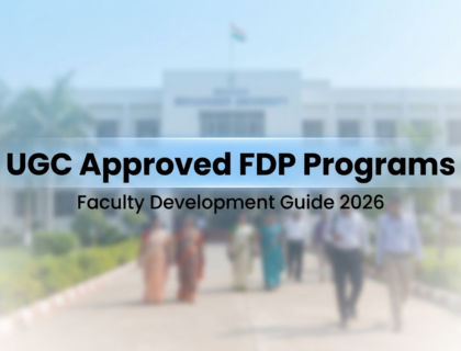UGC approved faculty development programs 2026 banner with academic campus background