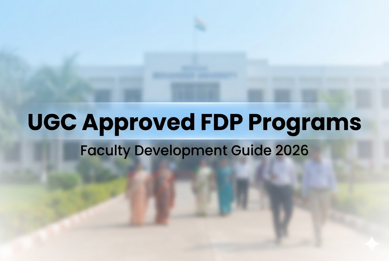 UGC approved faculty development programs 2026 banner with academic campus background