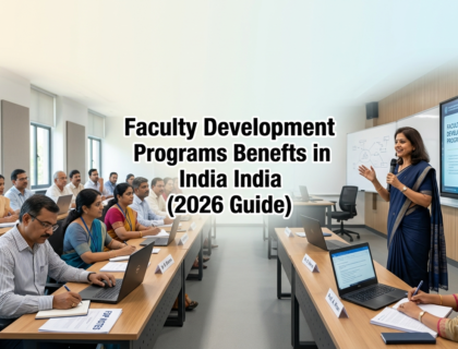 Faculty development program workshop in India showing teachers improving skills and career growth through FDP training
