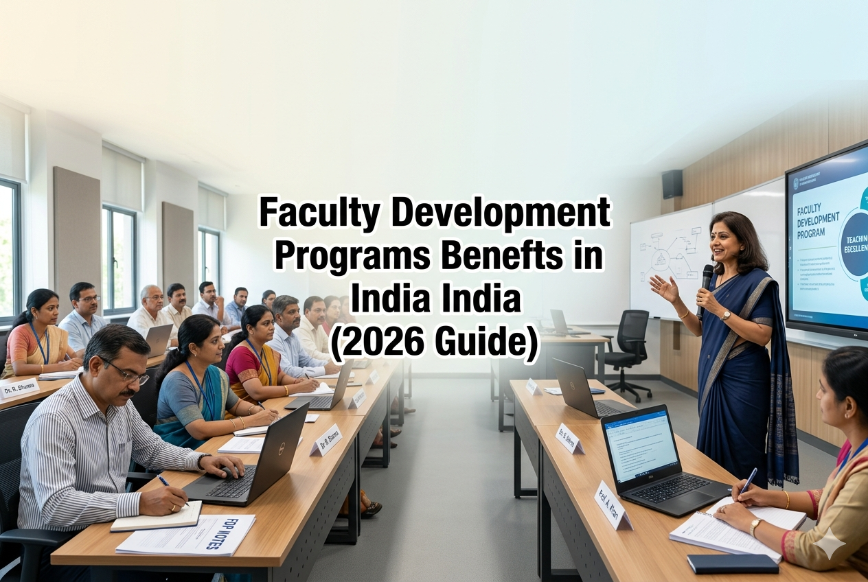 Faculty development program workshop in India showing teachers improving skills and career growth through FDP training