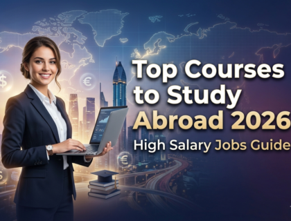 Top courses to study abroad 2026 banner showing global career opportunities and high salary jobs