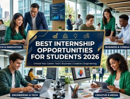 Students exploring internship opportunities in 2026 without experience using laptops, resumes, and online job platforms
