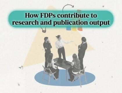 Faculty members attending a professional FDP training session focused on research and publication improvement in a university seminar room