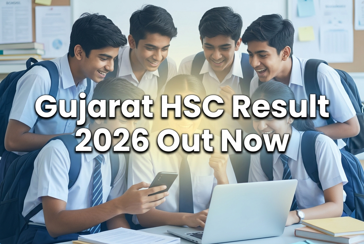 Gujarat HSC Result 2026 students checking scores online after 10 AM release